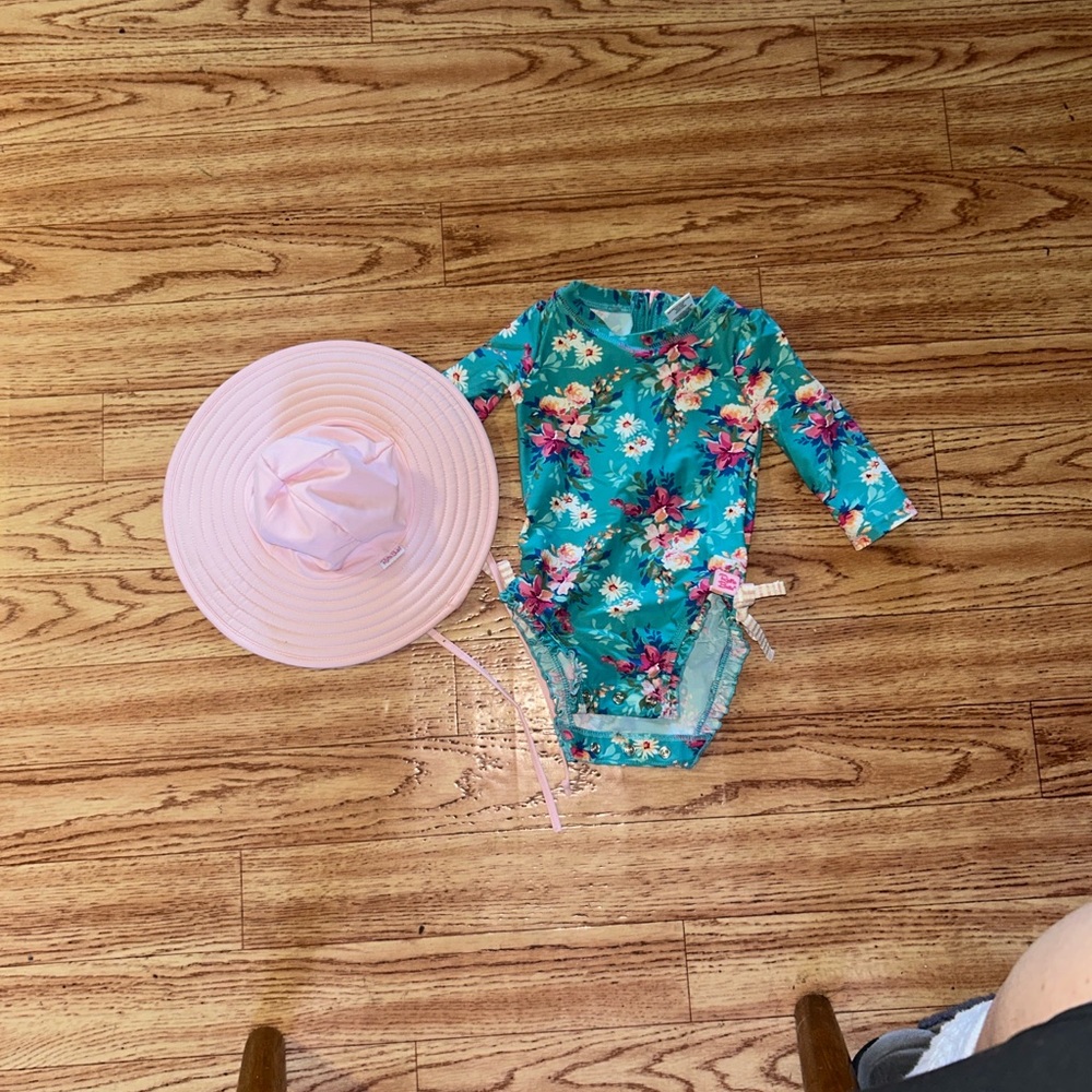 Floral Kids Swim One Piece with Hat
